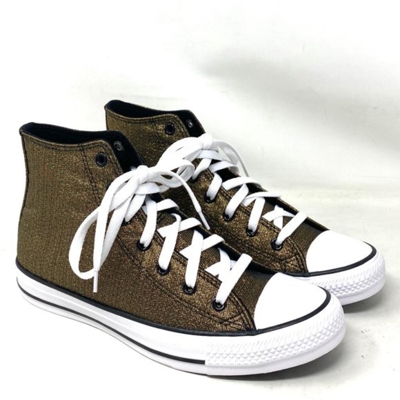 Converse Chuck Taylor Shoes Black Gold Canvas Kid Women Casual Sneakers A05388F - Picture 2 of 9